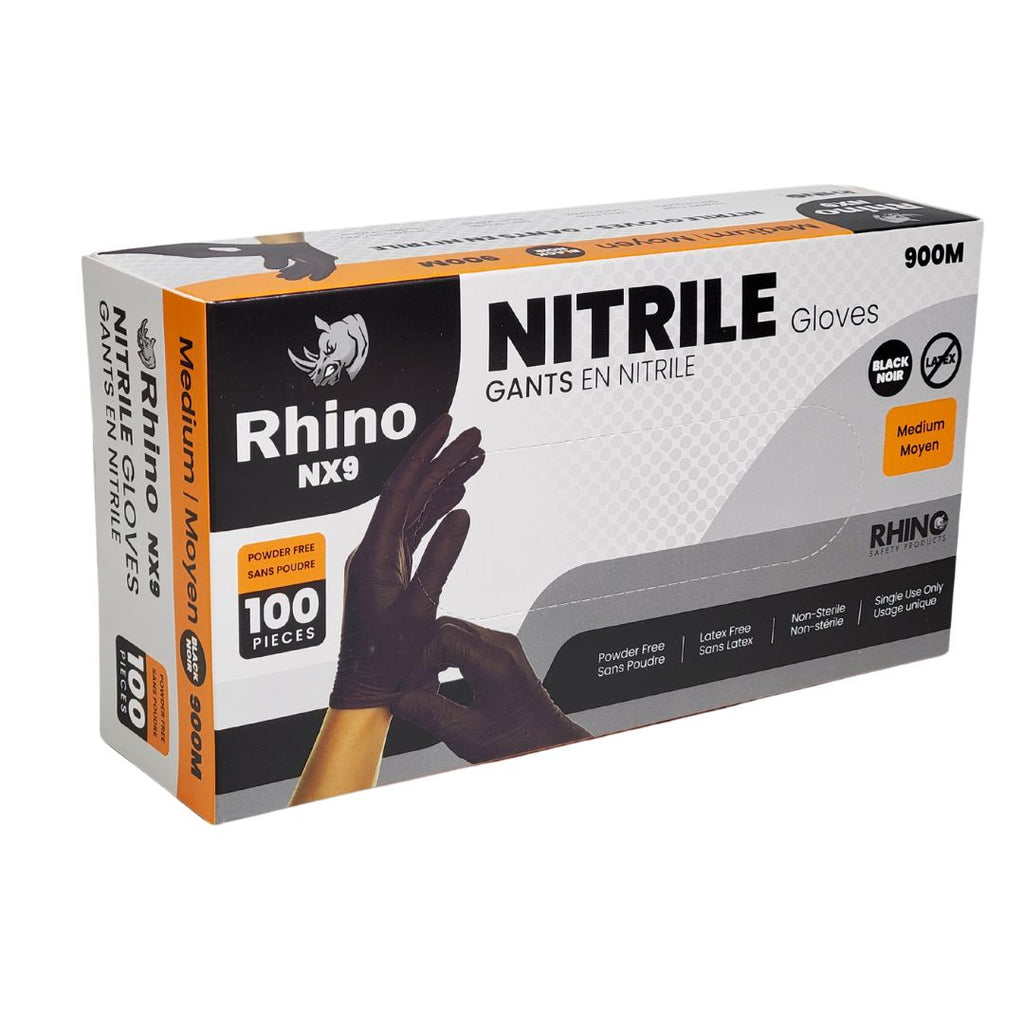 Medium Powder-Free Nitrile Gloves – 100-Pack – Black – Latex-Free – B2B Bulk Supply – Fast Shipping Canada