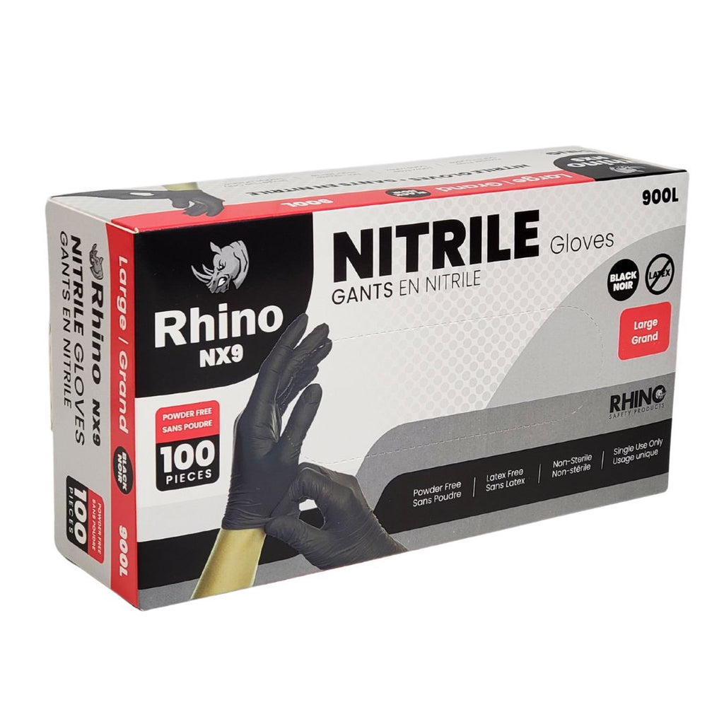 Large Powder-Free Nitrile Gloves – 100-Pack – Black – Latex-Free – B2B Bulk Supply – Fast Shipping Canada