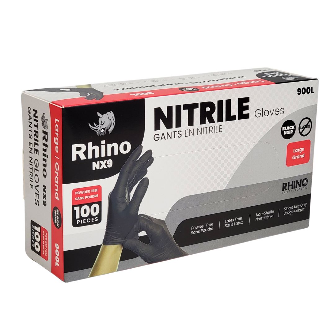 Large Powder-Free Nitrile Gloves – 100-Pack – Black – Latex-Free – B2B Bulk Supply – Fast Shipping Canada