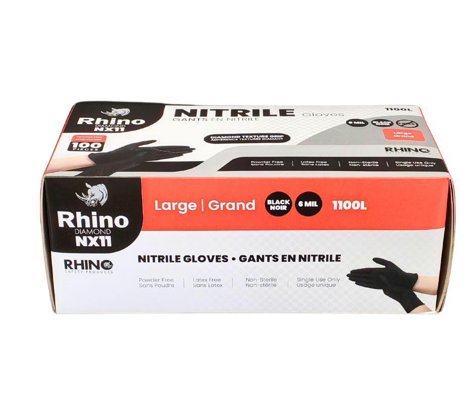 Large Heavy-Duty Nitrile Gloves – 6 Mil – Diamond Grip – Black – Latex-Free – B2B Bulk Supply – Fast Shipping Canada