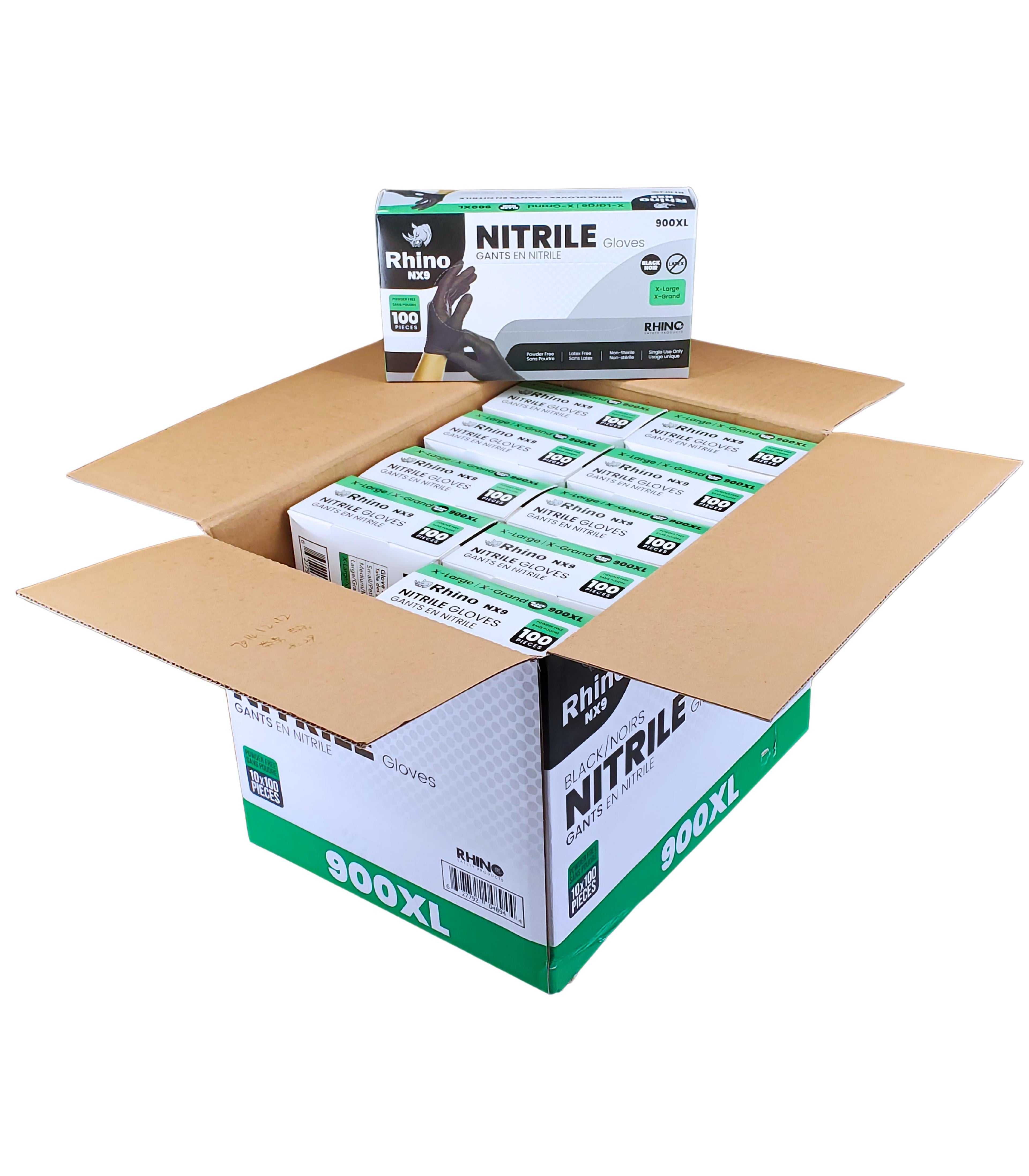 Extra Large Powder-Free Nitrile Gloves – 100-Pack – Black – Latex-Free – B2B Bulk Supply – Fast Shipping Canada