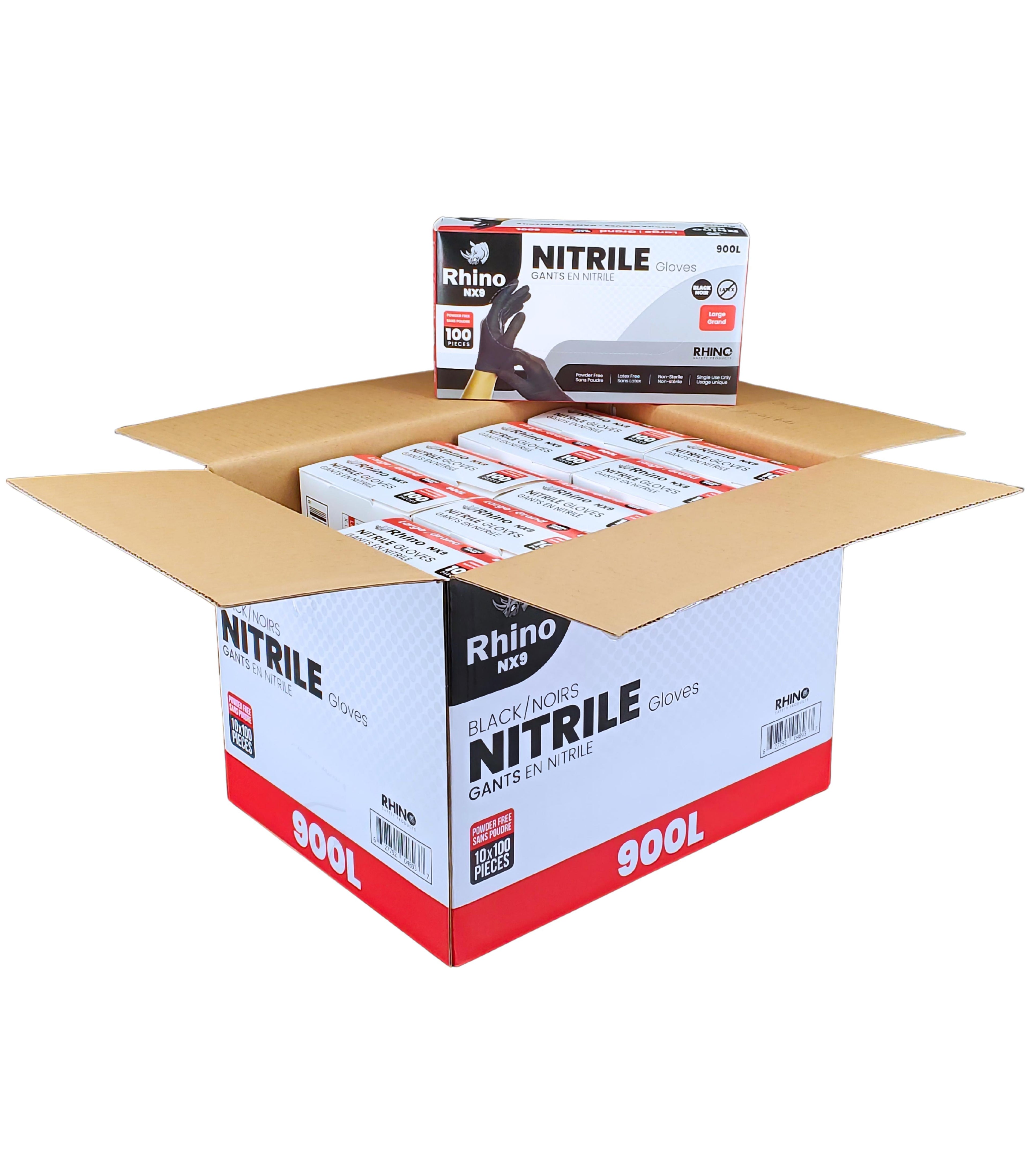 Large Powder-Free Nitrile Gloves – 100-Pack – Black – Latex-Free – B2B Bulk Supply – Fast Shipping Canada