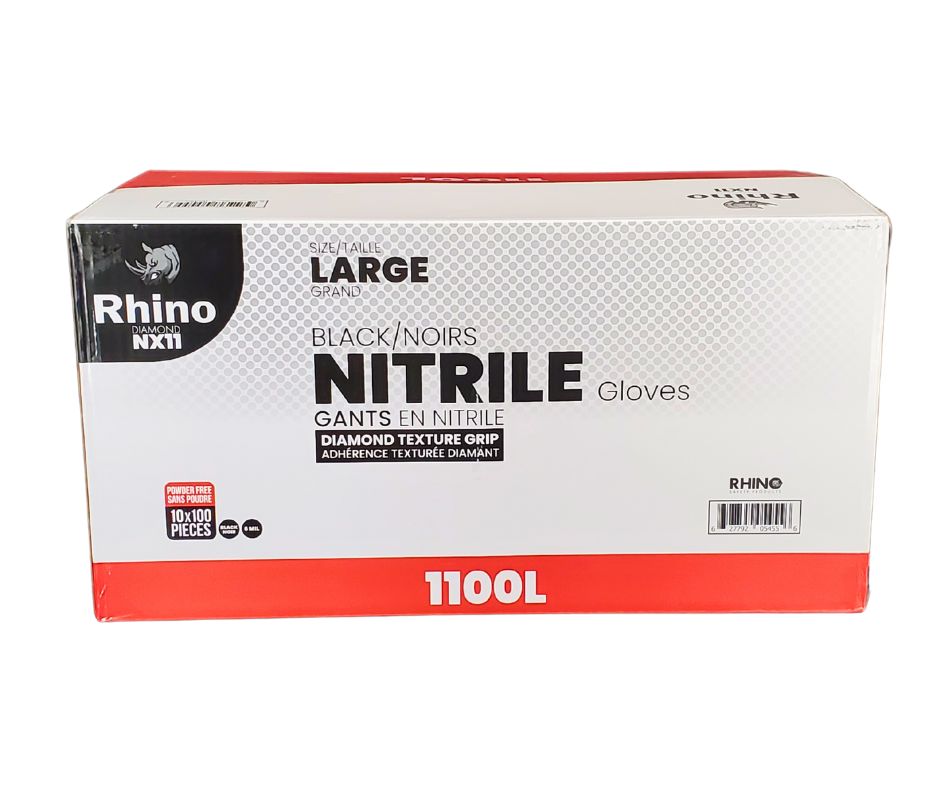 Large Heavy-Duty Nitrile Gloves – 6 Mil – Diamond Grip – Black – Latex-Free – B2B Bulk Supply – Fast Shipping Canada