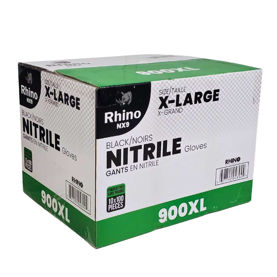 Extra Large Powder-Free Nitrile Gloves – 100-Pack – Black – Latex-Free – B2B Bulk Supply – Fast Shipping Canada