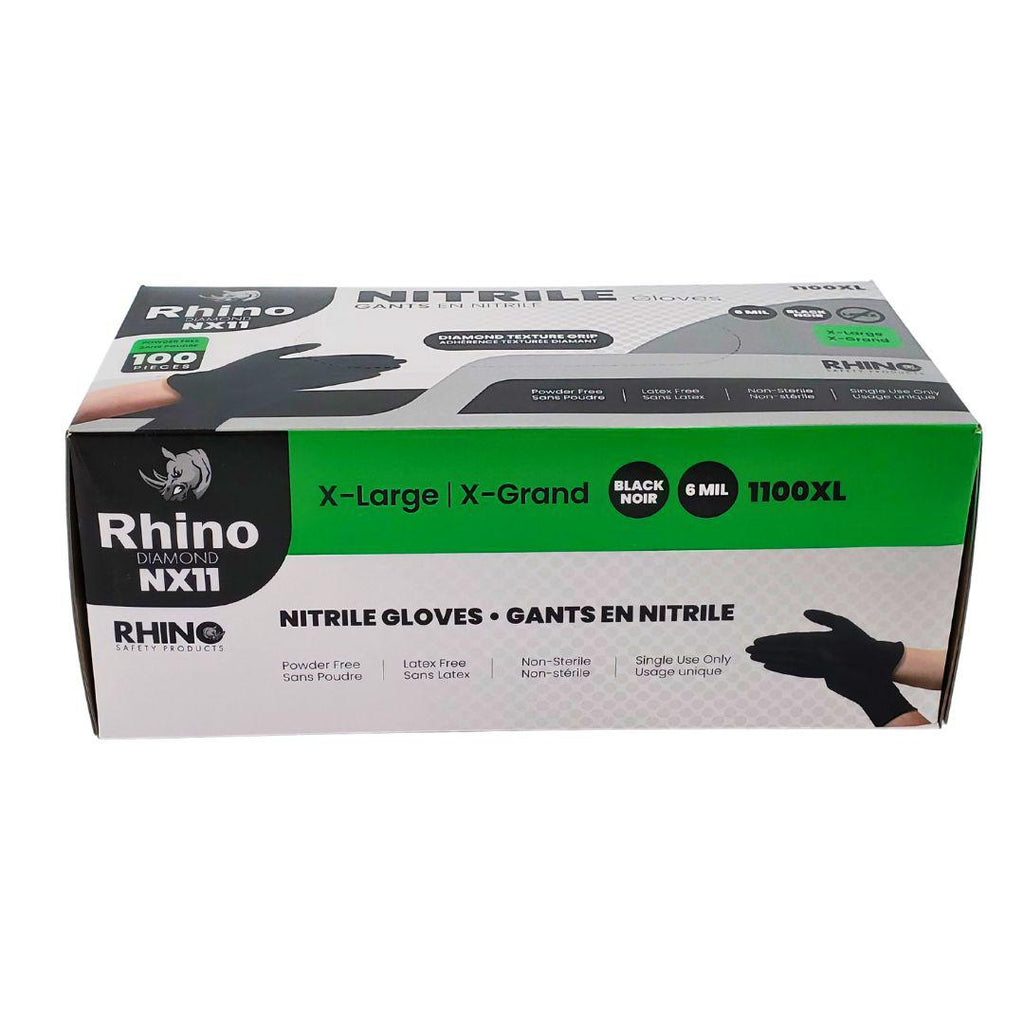Extra Large Heavy-Duty Nitrile Gloves – 100-Pack – 6 Mil – Diamond Grip – Black – Latex-Free – B2B Bulk Supply – Fast Shipping Canada