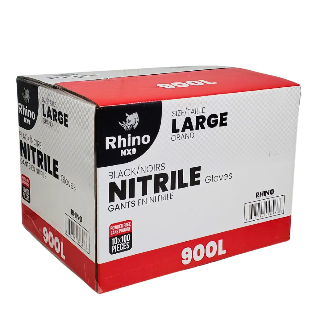 Large Powder-Free Nitrile Gloves – 100-Pack – Black – Latex-Free – B2B Bulk Supply – Fast Shipping Canada