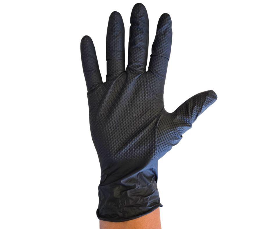 Large Heavy-Duty Nitrile Gloves – 6 Mil – Diamond Grip – Black – Latex-Free – B2B Bulk Supply – Fast Shipping Canada